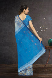 Beige Bengal Handwoven Jamdani Style Cotton Saree 10075346