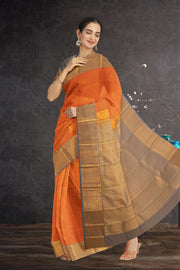 Orange Kanjivaram Vegan Silk Saree 10076026