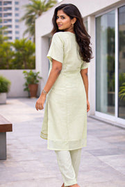 Green Sequin Embroidery Viscose Silk Salwar Suit 10076194