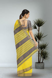 Yellow Maheshwari Silk Cotton Saree 10075243