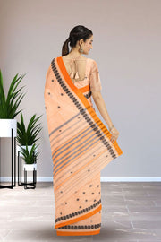 Peach Dhaniakhali Cotton Sarees Without Blouse 10075206