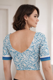 Blue Dabu Printed Cotton Blouse 10076961