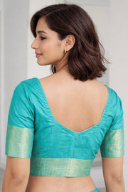 Teal Blue Kanjivaram Soft Silk Blouse 10076980