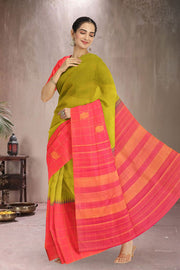 Lime Green Pure Zari Kanjivaram Silk Saree 10065054