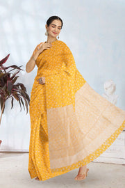Yellow Handloom Printed Chanderi Saree 10071056