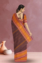Brown Handloom Chettinad Cotton Saree 10075115