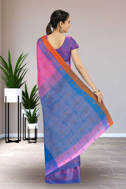 Pink Bengal Handwoven Jamdani Style Cotton Saree 10075344
