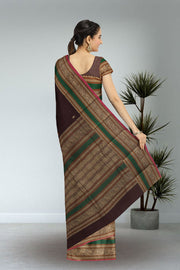 Burgundy Handwoven Kanchi Cotton Saree 10066821