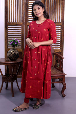 Maroon Hand Block Cotton Kurta 10062654