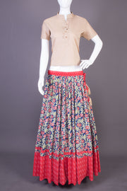 Blue Hand Block Printed Cotton Skirt 10065531(Size-36 to 40)-Avishya
