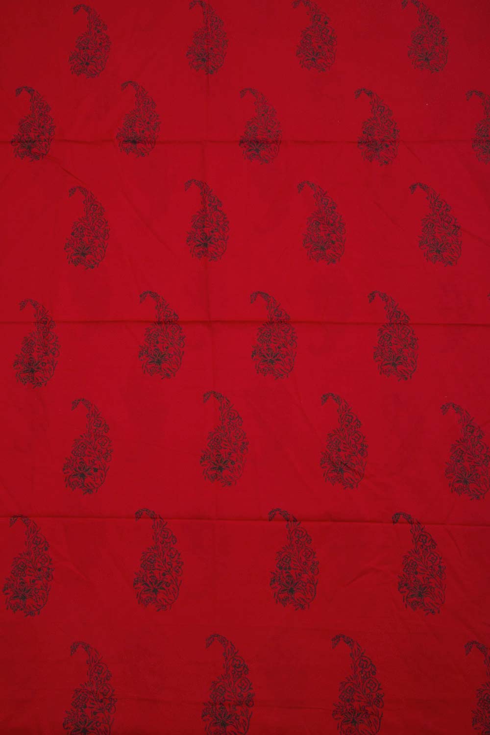 Red Hand Block Printed Mulmul Cotton Salwar Suit Material 10062853
