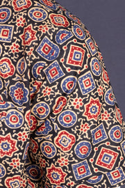 Ajrakh Printed Cotton Men's Kurta With Slim-Fit Design & Front Pocket 10076893