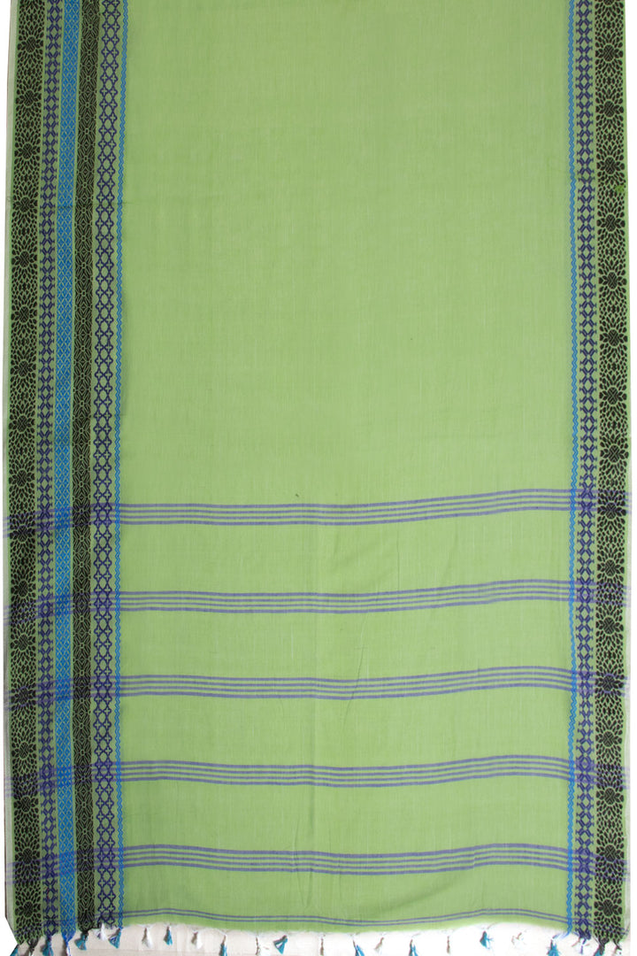 Green Shantipur Tant Bengal Cotton Saree 10068789 - Avishya
