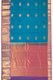 Blue Kanjivaram Vegan Silk Saree with Contrast Pallu 10074878
