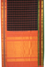 Black Gadwal Kuttu Silk Saree With Temple Border 10077045