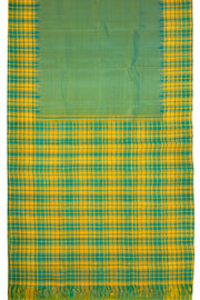 Teal Green Gadwal Kuttu Silk Saree With Checks Border 10077046