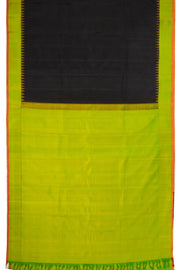 Black Gadwal Kuttu Silk Saree With Temple Border 10077054