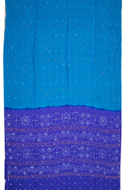 Peacock Blue Bandhani Mulberry Silk Saree 10076910