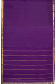 Vintage Deep Wine Purple Kanjivaram Pure Silk Saree With Golden Zari Border 10076738