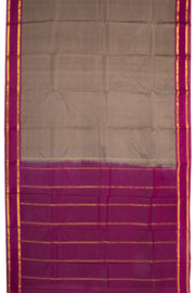 Desert Sand Grey Kanjivaram Pure Silk Saree With Thandavalam Border 10076754