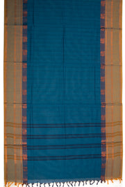 Blue Handloom Chettinad Cotton Saree With Strips 10075817