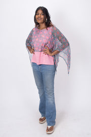 Pink Handcrafted Chiffon Crop Top 10071241