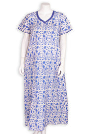 White Batik Printed Cotton Nightwear 10076177