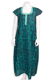Green Batik Printed Cotton Nightwear 10076185