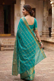 Teal Green Sungudi Saree 10078070