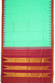 Blue Korvai Kanjivaram Pure silk saree with Temple Border 10077909