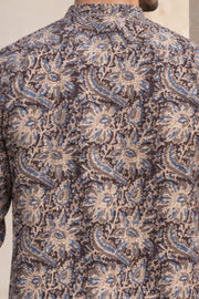 Brown Full Sleeve Kalamkari Print Raglan Men's Shirt 10077847