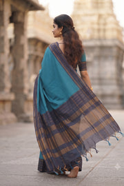 Blue Kanjivaram Silk Saree with Thandavalam Border 10077924