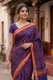 Blue Handloom Chettinad Cotton Saree 10077323