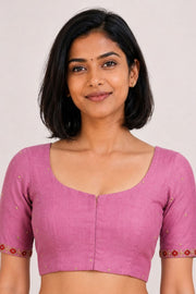 Mauve Aari Embroidered Tussar Silk Blouse 10069975