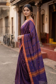Blue Handloom Chettinad Cotton Saree 10077323