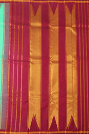 Blue Korvai Kanjivaram Pure silk saree with Temple Border 10077909