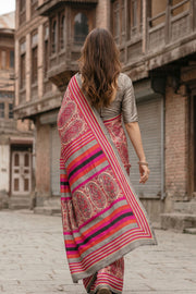 Cream Kani Printed Silk Saree 10078006