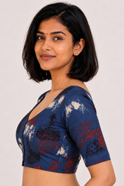 Blue Ajrakh Printed Cotton Blouse 10073381