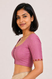 Mauve Aari Embroidered Tussar Silk Blouse 10069975