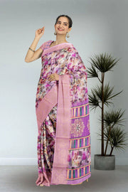 Purple Fancy Printed Linen Saree 10070277