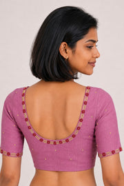 Mauve Aari Embroidered Tussar Silk Blouse 10069975