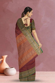 Maroon Handloom Kanchi Cotton Saree 10071694
