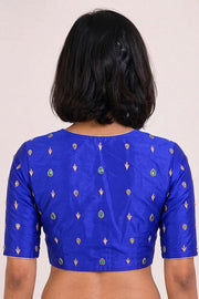 Blue Aari Embroidered Raw Silk Blouse 10077717
