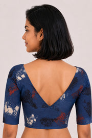 Blue Ajrakh Printed Cotton Blouse 10073381