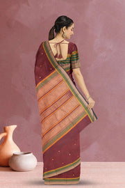 Maroon Handloom Kanchi Cotton Saree 10071665