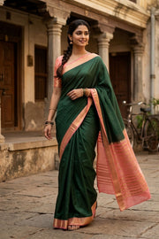 Leaf Green Semi Mysore Crepe Silk Saree  10077782 