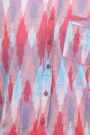 Blue Half Sleeve Handloom Ikat Cotton Men's Shirt 10077855