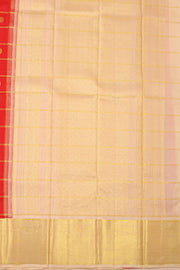 Red Korvai Kanjivaram Pure Silk Saree With Zari Border 10077910