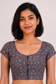 Blue Ajrakh Printed Cotton Blouse 10074449