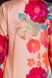 Peach Printed Vegan Charmeuse Silk Dress 10077281